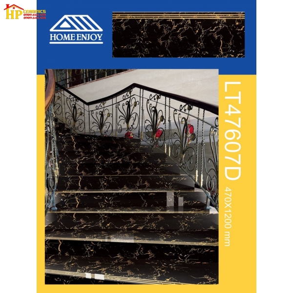 GẠCH CẦU THANG 47X120 ĐEN VÂN CAM
