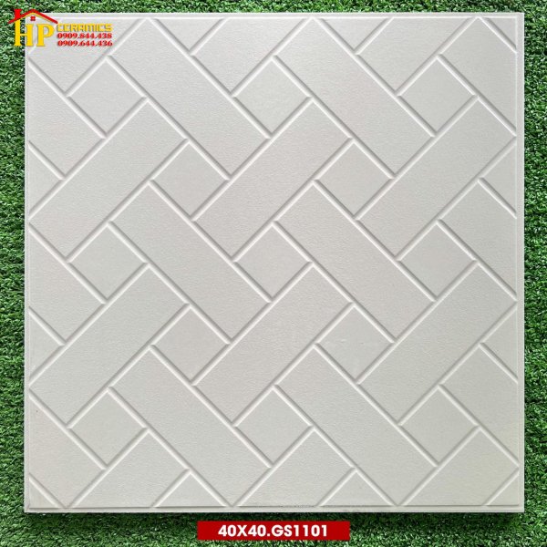 GẠCH SÂN VƯỜN 40X40 CHỮ NHẬT ĐANG KEM TRƠN 1101 CAO CẤP GIÁ RẺ