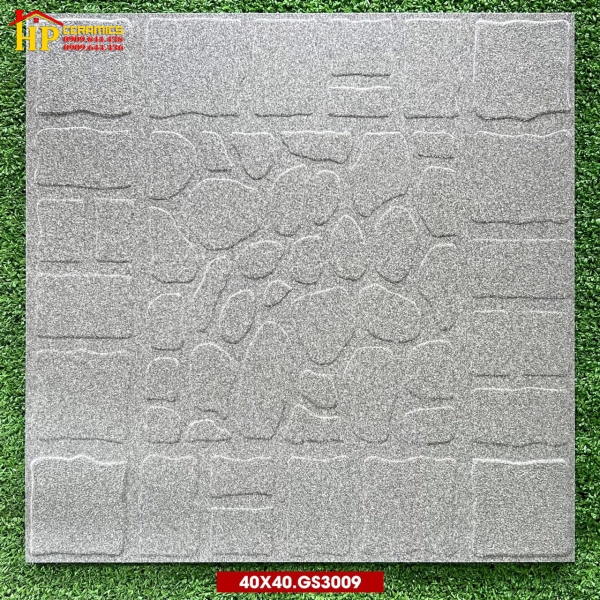 GẠCH SÂN VƯỜN 40X40 SỎI LÔNG CHUỘT GS3009 CAO CẤP GIÁ RẺ