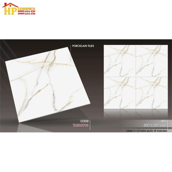 GẠCH LÁT NỀN 80X80 TRẮNG VÂN NÂU 88P03