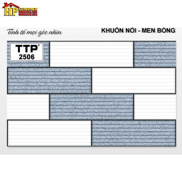 GẠCH TRANG TRÍ 25X40 Ô CHỮ NHẬT XÁM TRẮNG ĐAN XEN 2506 CAO CẤP GIÁ RẺ