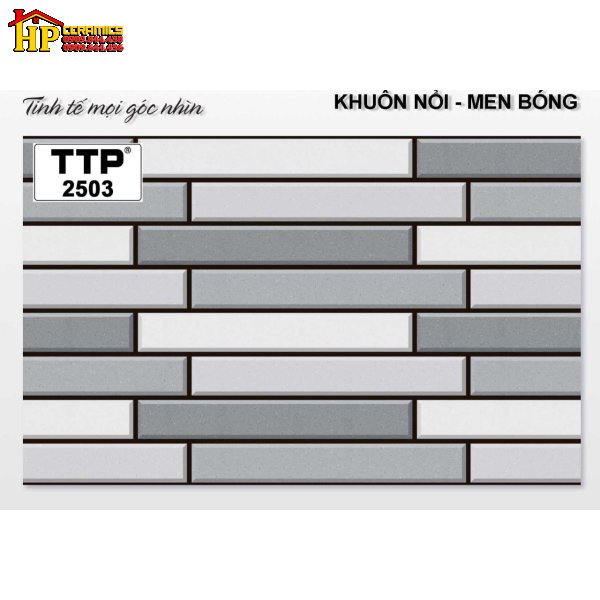 GẠCH TRANG TRÍ 25X40 HÌNH CHỮ NHẬT NHỎ ĐAN XEN MÀU XÁM 2503 CAO CẤP
