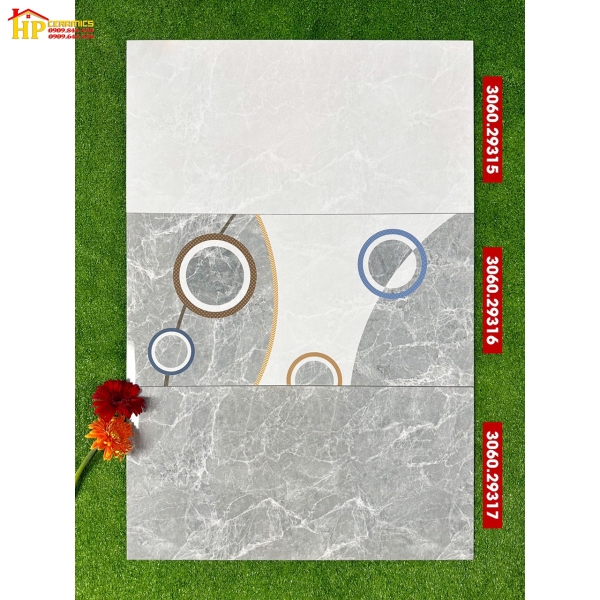 GẠCH ỐP TƯỜNG 30X60 VÂN ĐÁ XÁM BÓNG KIẾNG ĐIỂM VÒNG TRÒN ĐỒNG TÂM CAO CẤP GIÁ RẺ