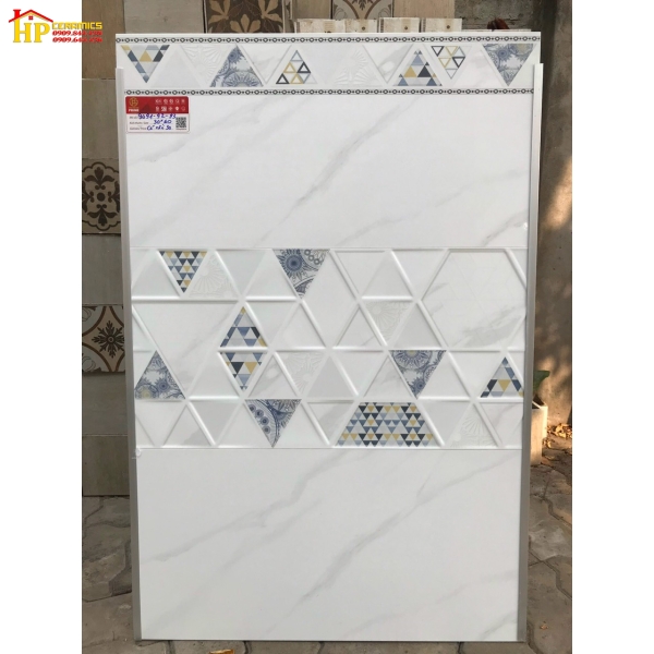 GẠCH ÓP TƯỜNG 30X60 TRẮNG VÂN KHÓI ĐIỂM TAM GIÁC 3D CAO CẤP GIÁ RẺ