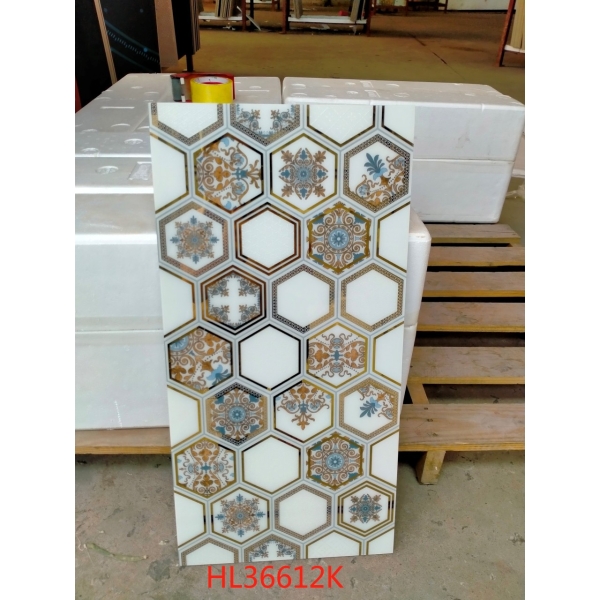 GẠCH TRANG TRÍ 30X60 TRẮNG LỤC GIÁC ẨN HOA VĂN BÔNG 36612K NHẬP KHẨU CAO CẤP