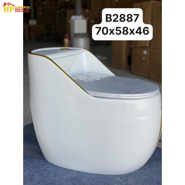 BÀN CẦU TRỨNG TRẮNG CHỈ VÀNG
