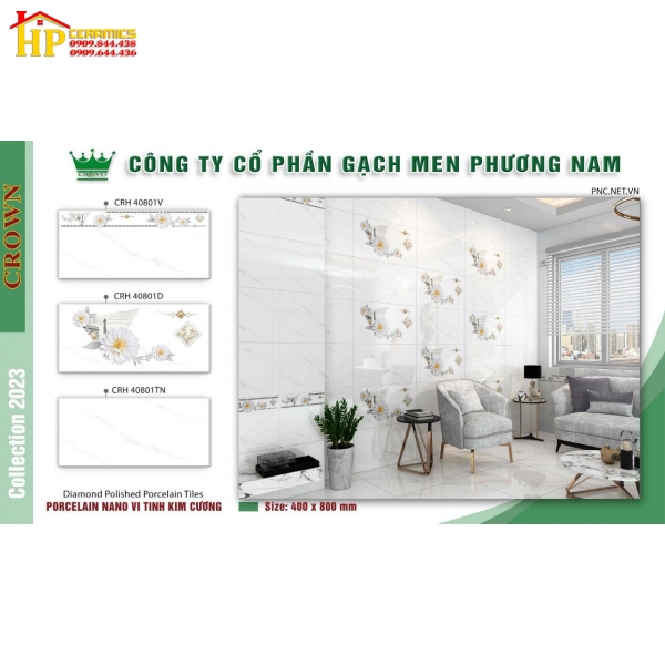 GẠCH 40X80 TRẮNG VÂN KHÓI ĐIỂM BÔNG CÚC 40801
