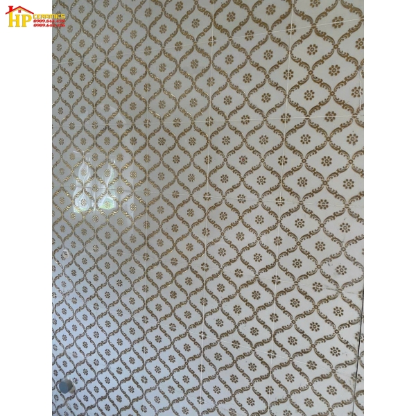GẠCH 30X30 TRẮNG HINH THÔI BÔNG NHỦ VÀNG