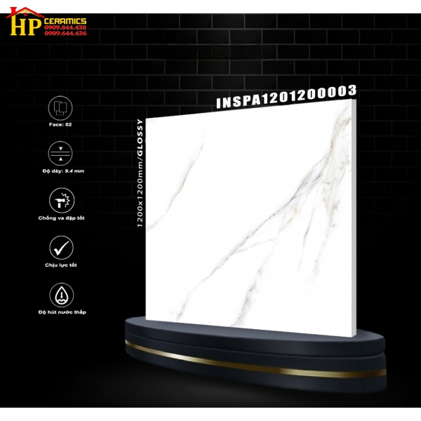 GẠCH LÁT NỀN 120X120 MÀU TRẮNG VÂN ĐÁ MARBLE THANH MẢNH NHẬP KHẨU CAO CẤP