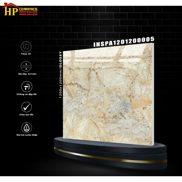 GẠCH LÁT NỀN 1200X1200 VÂN ĐÁ MARBLE VÀNG NHẬP KHẨU  CAO  CẤP