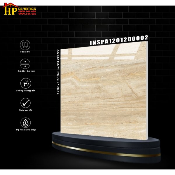 GẠCH LÁT NỀN 1200X1200 VÂN ĐÁ TRAVERTINE VÀNG NHẬP KHẨU CAO CẤP