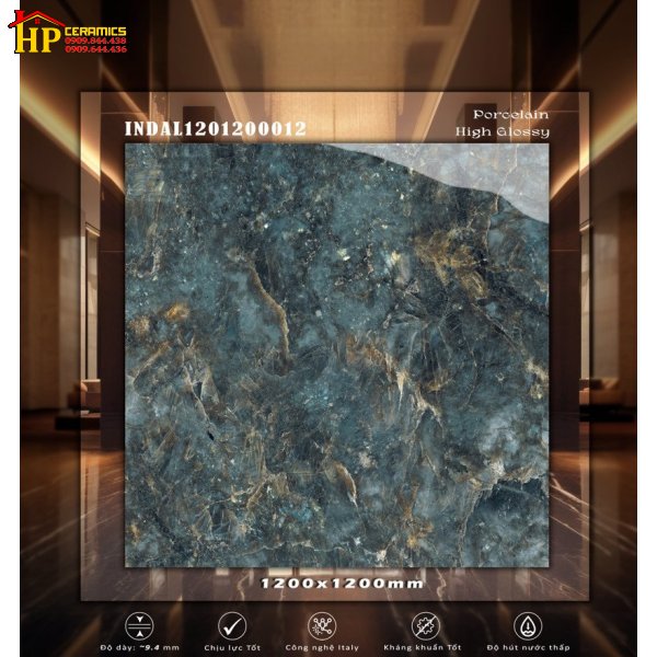 GẠCH LÁT NỀN 1200X1200 ĐÁ MARBLE XANH 12 NHẬP KHẨU CAO CẤP