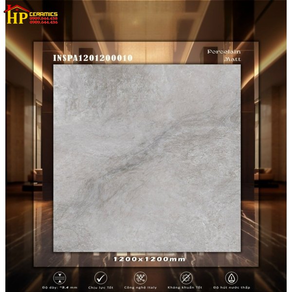 GẠCH LÁT NỀN 1200X1200 ĐÁ MỜ VÂN XÁM 10  NHẬP KHẨU CAO CẤP