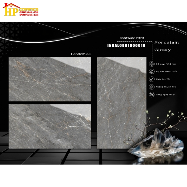 GẠCH LÁT NỀN 80X160 MÀU XÁM ĐẬM VÂN ĐÁ 10 NHẬP KHẨU CAO CẤP