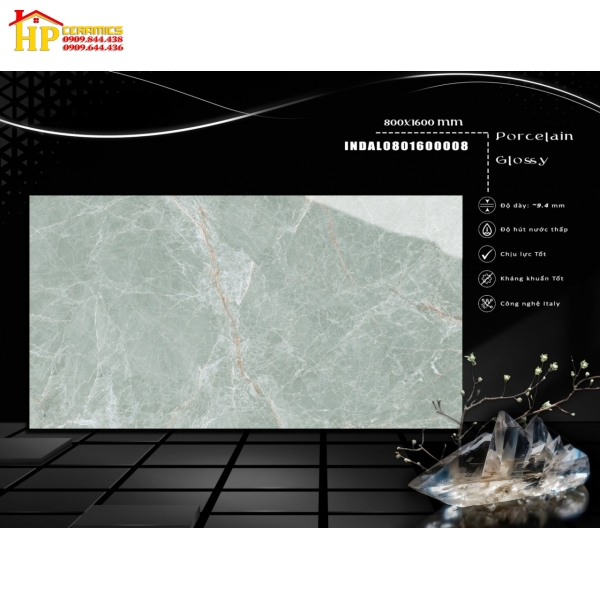 GẠCH  LÁT NỀN 80X160 MÀU XANH VÂN ĐÁ CẨM THẠCH NHẬP KHẨU  CAO CẤP