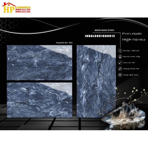 GẠCH LÁT NỀN 80X160 MÀU XANH ĐẠI DƯƠNG VÂN SÓNG CUỘN SIÊU BÓNG NHẬP KHẨU CAO CẤP