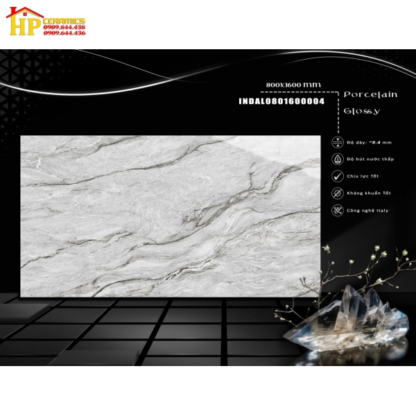 GẠCH LÁT NỀN 80X160 MÀU XÁM VÂN ĐÁ CHẢY 04 NHẬP KHẨU CAO CẤP