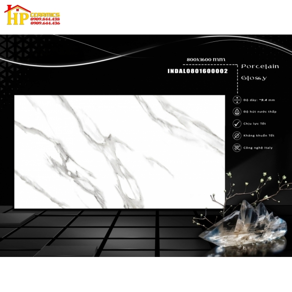 GẠCH LÁT NỀN 80X160 MÀU TRẮNG HỌA TIẾT CALACATTA 002 NHẬP KHẨU CAO CẤP