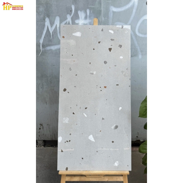 GẠCH LÁT NỀN 60X120 VÂN ĐÁ TERAZZO XÁM NHẠT NHẬP KHẨU CAO CẤP