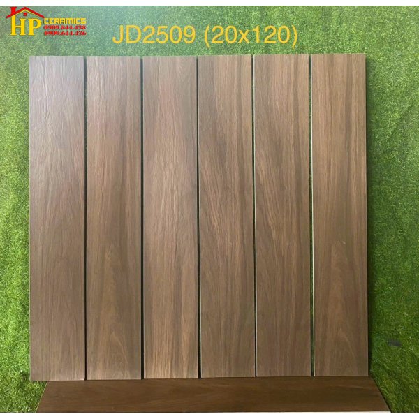 GẠCH LÁT NỀN GIẢ GỖ 20X120 VÂN GỖ NÂU MỘC 2509 NHẬP KHẨU CAO CẤP