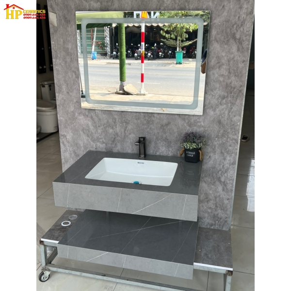 BÀN ĐÁ 2 TẦNG MÀU XÁM GHI