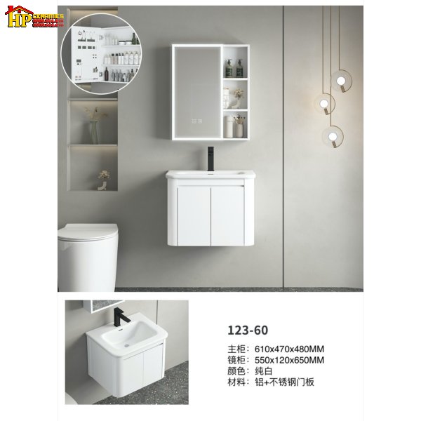 TỦ LAVABO NHÔM MÀU TRẮNG 2 CÁNH NHẬP KHẨU CAO CẤP GIÁ RẺ