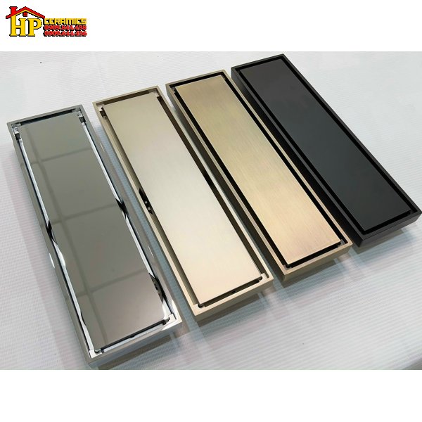 PHIỂU THOÁT SÀN CẮT GẠCH CHỮ NHẬT PHỦ NANO XÁM VÀNG ĐEN VÀ BÓNG LR08 NHẬP KHẨU CAO CẤP