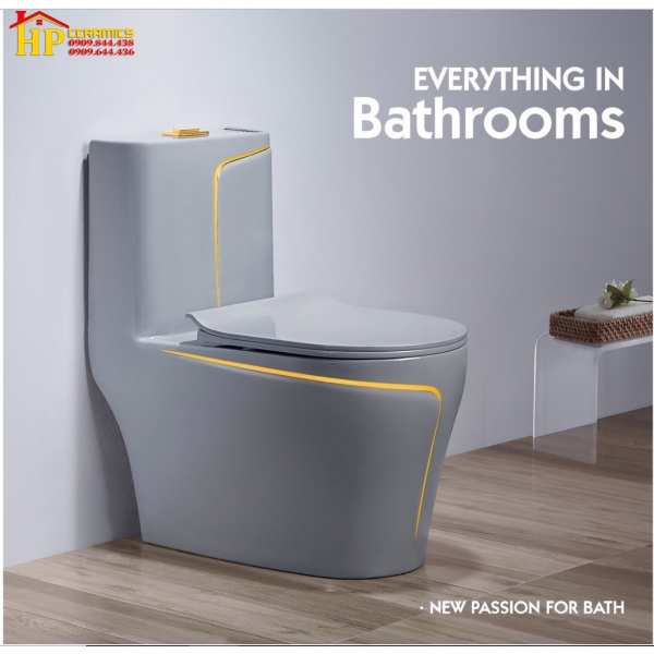 BÀN CẦU KHỐI MÀU XÁM CHỈ VÀNG C019 NHẬP KHẨU CAO CẤP