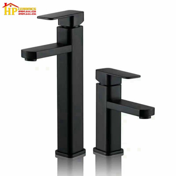VÒI LAVABO NÓNG LẠNH THÂN VUÔNG PHỦ NANO ĐEN 245  NHẬP KHẨU CAO CẤP GIÁ RẺ