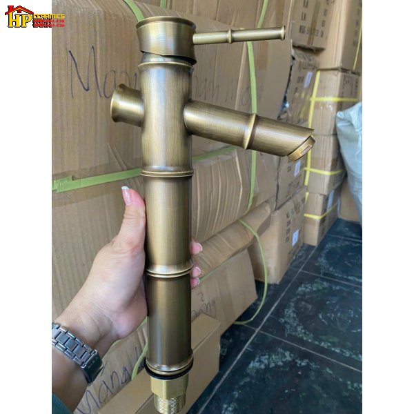 VÒI LAVABO NÓNG LẠNH ĐỒNG THAU DÁNG ĐỐT ỐNG TRE 241 CAO CẤP GIÁ RẺ