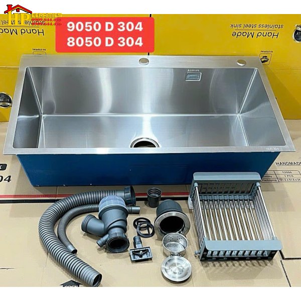 CHẬU RỬA CHÉN INOX 304 MỘT HỘC LỚN 9050D NHẬP KHẨU CAO CẤP GIÁ RẺ