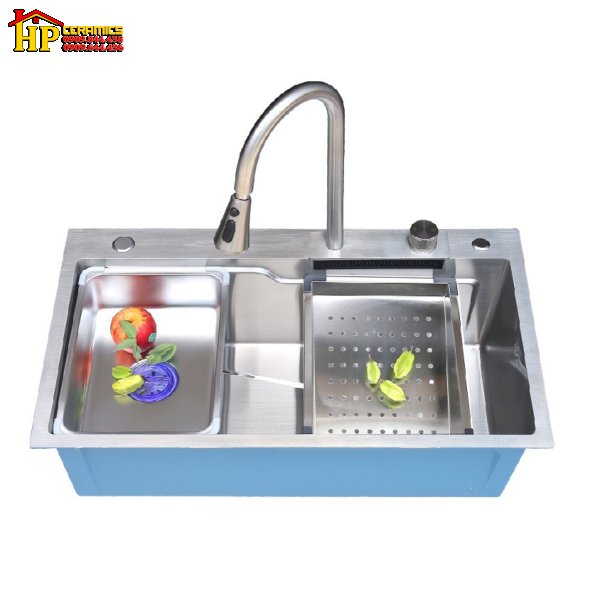 CHẬU RỬA CHÉN INOX THÁC NƯỚC VÒI BA CHẾ ĐỘ 7646VA NHẬP KHẨU CAO CẤP