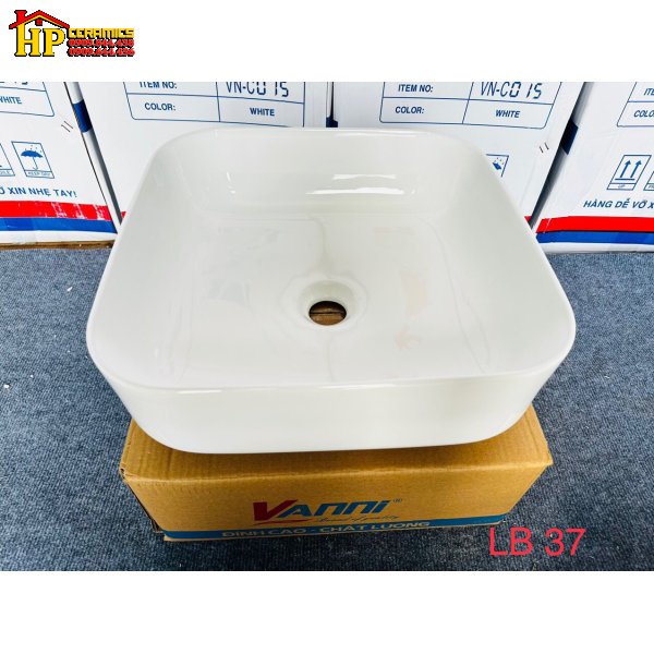 LAVABO HÌNH VUÔNG SỨ TRẮNG LB37 NHẬP KHẨU CAO CẤP GIÁ RẺ