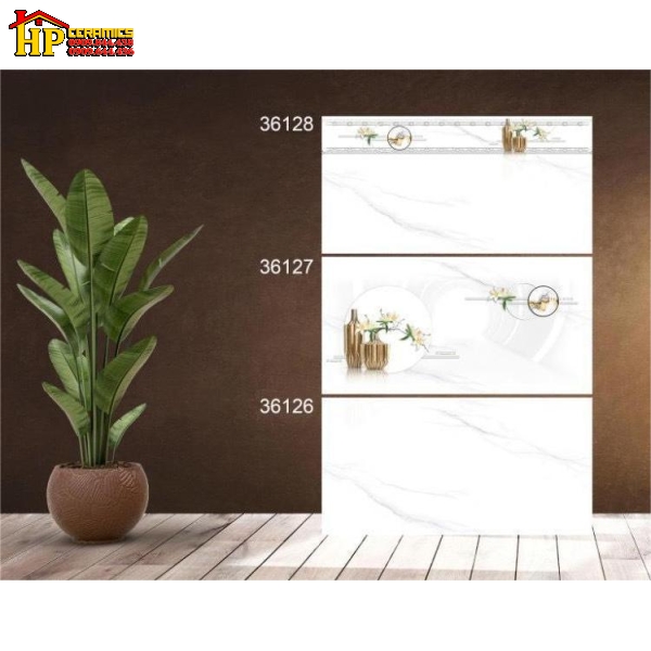 GẠCH ỐP TƯỜNG 30X60 TRẮNG VÂN KHÓI ĐIỂM BÌNH HOA NGHỆ THUẬT 36128 CAO CẤP GIÁ RẺ