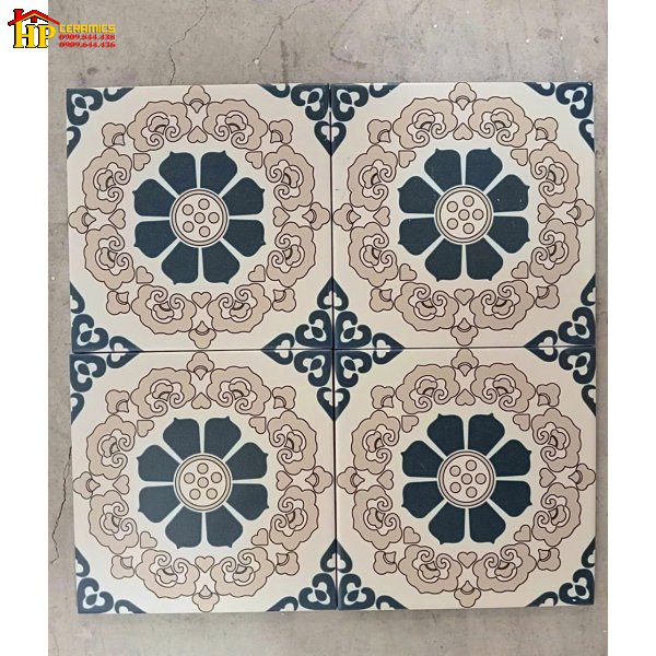 GẠCH TRANG TRÍ 20X20 MÀU KEM HỌA TIẾT ĐÀI SEN CỔ ĐIỂN NHẬP KHẨU CAO CẤP