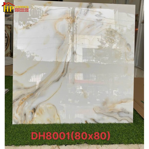 GẠCH LÁT NỀN 80X80 TRẮNG VÂN VÀNG 8001