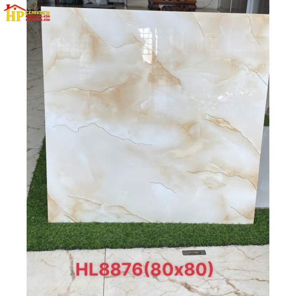 GẠCH LÁT NỀN 80X80 TRẮNG VÂN VÀNG KHẮC KIM 8876