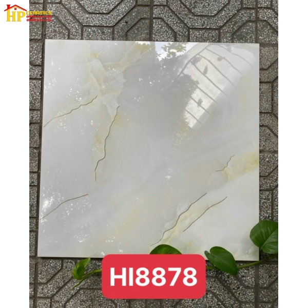 GẠCH LÁT NỀN 80X80 TRẮNG VÂN VÀNG NHẸ 8878