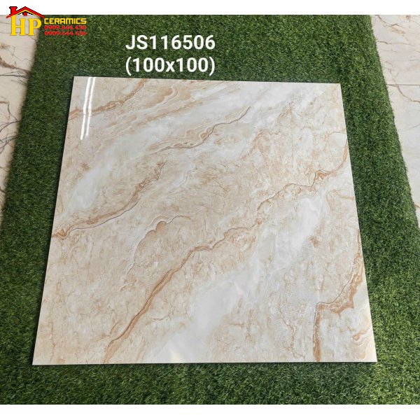 GẠCH LÁT NỀN 100X100 VÂN ĐÁ VÀNG NÂU 6506