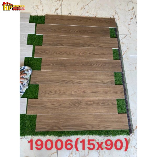 GẠCH LÁT NỀN GIẢ GỖ 15X90 VÂN GỖ NÂU TRẦM  19006 NHẬP KHẨU CAO CẤP