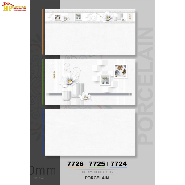 GẠCH ỐP TƯỜNG 40X80 VÂN MÂY TRẮNG SIÊU BÓNG ĐIỂM HOA TRẮNG 7726