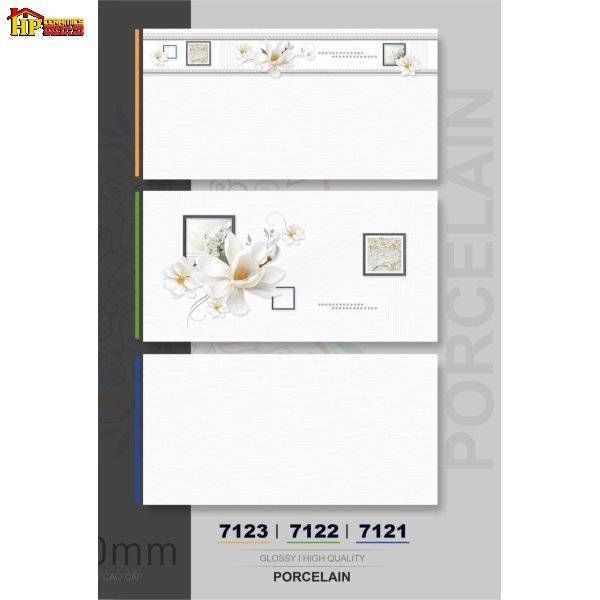 GẠCH ỐP TƯỜNG 30X60 SỌC TRẮNG SIÊU BÓNG ĐIỂM BÔNG TRẮNG 7123
