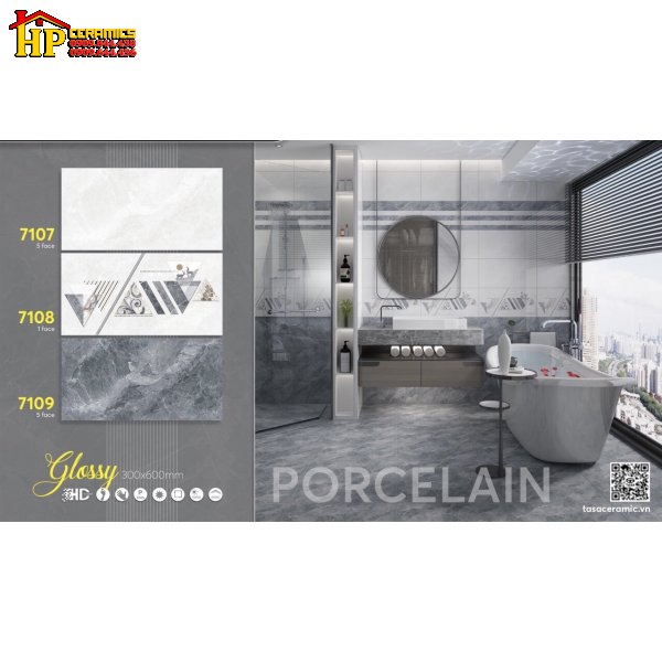 GẠCH ỐP TƯỜNG 30X60 VÂN ĐÁ XÁM MARBLE 7109