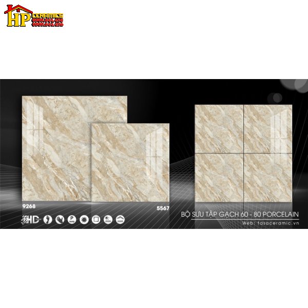 GẠCH LÁT NỀN 80X80 VÂN ĐÁ MARBLE VÀNG 9268