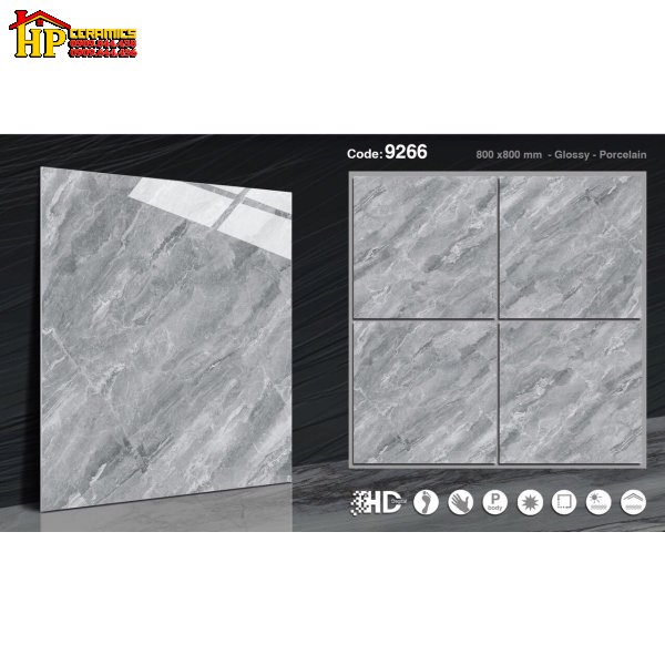 GẠCH LÁT NỀN 80X80 VÂN ĐÁ XÁM 9266