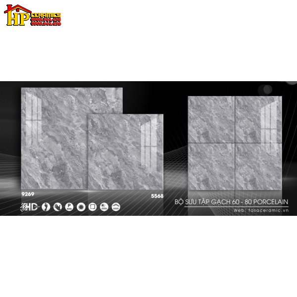 GẠCH LÁT NỀN 80X80 VÂN ĐÁ XÁM MARBLE 9269