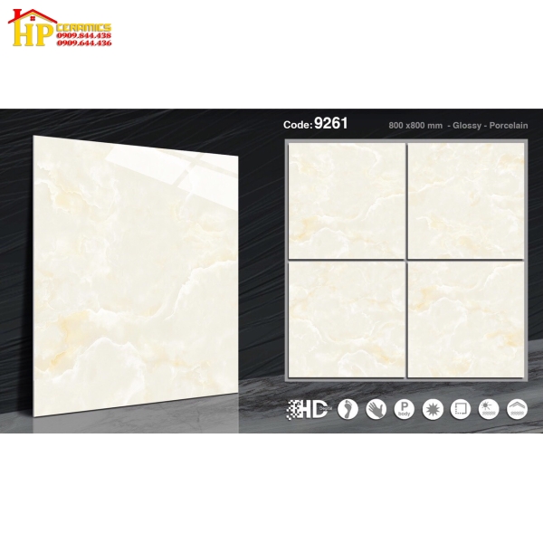 GẠCH LÁT NỀN 80X80 VÂN ĐÁ KEM 9261