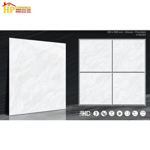 GẠCH LÁT NỀN 80X80 VÂN ĐÁ XÁM TRẮNG