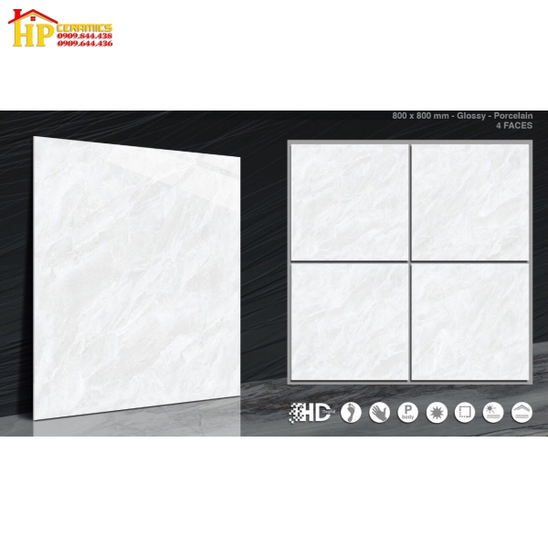 GẠCH LÁT NỀN 80X80 VÂN  MÂY XÁM 