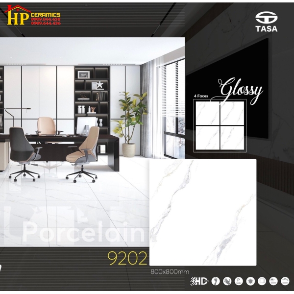 GẠCH LÁT NỀN 80X80 TRẮNG VÂN KHÓI TO 9202